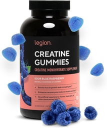 LEGION Creatine Monohydrate Gummies – Clean Chewable Creatine Supplement for Strength, Endurance & Mus Recovery – 30 Sour Blue Raspberry Flavor Services – Χωρίς τεχνητά αρώματα ή γλυκαντικά
