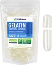 XPRS Nutra Μέγεθος 3 Κενές κάψουλες - 500 Clear Count Empty Gelatin Κάψουλες - Χάπια DIY Καψάκιο Γέμισμα - Καθαρό τζελ χάπια βοοειδών Γέμισμα για Do-It-Yourself Βιταμίνες και συμπληρώματα