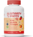 SmartyPants Kids Multivitamin Gummies: Omega 3 Fish Oil (EPA/DHA), D3, C, Vitamin B12, B6, A, K & Çinko Immune Support, Biotin, Gluten Free, Three Fruit Flavors, 120 Count (30 Day Supply)