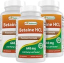 Best Naturals Betaine HCL 648 mg 250 Καψάκια (250 Count (Pack of 3))