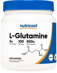 Nutricost L-Glutamine Powder (500 γραμμάρια) Άγευστη - Χωρίς γλουτένη & Μη ΓΤΟ, 100 Μερίδες