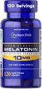 Puritan's Pride Premium Super Strength Melatonin 10 mg Sleep Aid, Dietary Supplement for Sound, Restful, and Longer Sleep Support, 4 Ay Supply, 120 Hızlı Yayın Kapsülleri (Pazar Mayıs Vary)