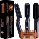 TAME The Wild Beard Brush and Beard Rightener for Men - Ionic Heated Comb with 3 Atıcı Temps - Ahşap Ayıd Comb for Grooming - Anti-Scald Safety - For All Hair Type types