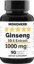 MONOHERB Ginseng 1000 mg - 90 Vegetarian Capsules