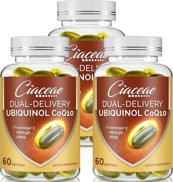Ubiquinol CoQ10 600 MG Softgels με Omega-3 & Shilajit & PQQ, Advanced Dual-Delivery Coenzyme-Q10, Active CoQ10 Ubiquinol Supplement for Fertility, Antioxidant, Heart, Brain & Energy, 180 Services