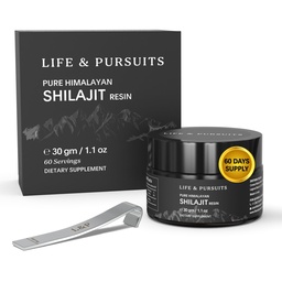 Life & Pursuits 100% Pure Real India Himalayan Shilajit Resin, 1,1 oz 500mg, ελάχιστο 75% Fulvic Acid, 85+ Trace Minerals, Συμπλήρωμα διατροφής για άνδρες 3ο μέρος δοκιμής εργαστήριο, 60 υπηρεσίες (πακέτο του 1)