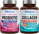 Probiyotik + Collagen Sche, 4-in-1 Feminine Probiyotik (30ct) & 6in-1 Super Collagen (90ct), 2 Packs, Cranberry, Digestive & Health Aging Support, Non-GMO