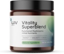 LUV sağlığı Vitality Superblend: Mushroom Supplement - Superfood Toz Cacao, Lion's Mane, Cordyceps, Reishi, Green Tea, ve Turmeric – Enerji, Focus & Daily Wellness Support Vegan, 30 Hizmet