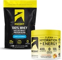 Yüzde 100 Whey Protein Tozu, Unflavored 2 lb & Hydration + Enerji Elektrolytes, Orange Mango 40 Hizmetler