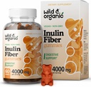 Wild & Organic Inulin Fiber Gummies 4000 mg - Digestive Support w/Chicory Root - ► Fiber Supplement w/Inulin Toz - Gut Desteği için Prebiyotikler - 60 Prebiyotik Gummies