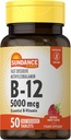 Sundance Vitamin B12 Hızlı Dissolve Tabletler | 5000 mcg | 50 Kont | Metilcobalamin | Natural Berry Flavor | Vegetarian, Non-GMO, and Gluten Free Supplement