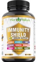 9-in-1 Immune Support Vitamin C (1000 mg), Vitamin D3 (5000 IU), Çinko (22 mg) Elder, Turmeric, Echinacea, Ginger, Garlic ve Pre+Pro-Biotic per Service (120 caps per Şişe - 2 ay Supply)