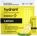 HYDRANT Energy Lemon Flavor 30 Stick Pack, Caffeine & L-Theanine Rapid Hydration Mix, Electrolyte Hydration Toz Packets with Çinko