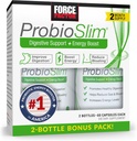 FORCE FACTOR ProbioSlim Probiyotik for Women and Men with Probiyotiks and Green Tea Extract, Download Gas, Bloating, Constipation, Support Digestive and Gut Health, 120 Capsules (Twin Pack)