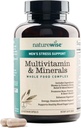 NatureWise Multivitamin for Men + Stress Support + Fulvic Ionic Minerals + Probiyotiks for Immunity, Male Health, Digestion + Whole Organic Foods - Vegetarian, Non-GMO - 60 Capsules[1-Month Supply]