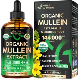 Mullein Drops for Lungs - USDA Organic Liquid - Mullein Leaf Extract Supplement - Made in USA - Lung & Bronchial Cleanse for Smokers - Αναπνευστική Υγεία Υποστήριξη - Ως Βάμμα, Τσάι, Χάπια - 4 fl oz
