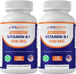 Βιταμίνη Β1 (Θιαμίνη) 500mg – 2 Συσκευασία (120 κάψουλες Σύνολο)