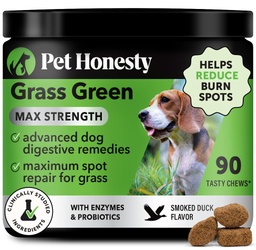 Grass Green Max Chews δύναμη για σκύλους – Premium συμπλήρωμα ούρησης σκύλου Spot Saver – Υποστηρίζει υγιής πέψη, ούρων & ούρων υγεία με προβιοτικά, DL-Μεθειονίνη & Yucca (90ct γεύση πάπιας)