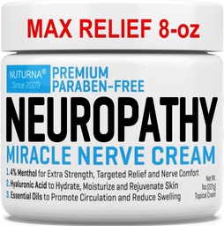 Neuropathy Nerve Relief Cream - Premium Nerve Cream 3X Action for Targeted Relief and Soothing Nerve Comfort - Μέγιστη Δύναμη με 4% Μέντχολ, MSM για πόδια ποδιών & πλάτη - Super Large 8 Oz