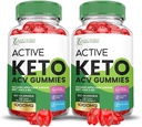 (2 Pack) Active Keto ACV Gummies Advanced Formula 1000MG ActiveKeto Keto Gummies Apple Cider Vinegar Formula B12 Vegan Non GMO 120 Gummys