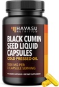Cold Pressed Black Seed Oil Capsules - 1500 mg Black Cumin Supplement for Immune Function, Digestive Support & General Health - Saç & Skin Superfood - Nigella Sativa - 1 Ay Supply, Unflavored