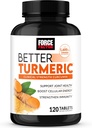 FORCE FACTOR Better Turmeric Curcumin 1600 mg with Black Pepper & Ginger, Klinik Güçlü Ortak Destek Tamam, Üstün Aborpsiyon, 120 Tablets