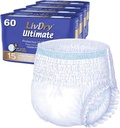 LivDry Büyük Ultimate Adult Incontinence Underwear, High Absorbency, Leak Cuff Protection, L, 60-Pack