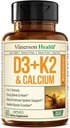 D3 K2 5000 IU Supplement - Vitamin D + Vitamin K2 ( MK7) + Kalsiyum - Immune, Bone & Heart Health - K2 D3 Vitamini Max Aborps için Siyah Pepper ile takviye - 60 Caps