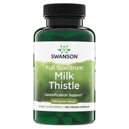 Swanson Full Spectrum Milk Thittle συμπλήρωμα υγείας ήπατος για ενήλικες που αναζητούν φυσική αποτοξίνωση και αντιοξειδωτική υποστήριξη - 500 mg (100 κάψουλες Vegan)