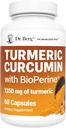 Dr. Berg (Only 2 Per Day) Turmeric Supplement with Black Pepper (BioPerine) - 1350 mg Turmeric Curcumin Supplement with 95% Curcuminoids – Turmeric Curcumin with Black Pepper – 60 Turmeric Capsules