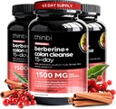 Συμπλήρωμα Berberine Colon Cleanse 1500mg - 3 Pack - 15-Day Extra Strength for Men & Women w/Senna Leaf, Fast-Active Natural Laxative for Constipation Relief, Gut Health -Made in USA