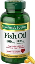 Fish Oil της φύσης Omega 3 συμπληρώματα - Υποστηρίζει την υγεία της καρδιάς, 1200 Mg ιχθυέλαιο, Omega-3, 200 Softgels (πακέτο του 1)