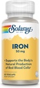 SOLARAY Iron Capsules 50 mg - Kadınlar ve Erkekler için Demir Supplement / Parsley ve Sarı Dock Kök, Kırmızı Kan Hücrelerinin Doğal Üretimi, 60 Günlük Garanti, 60 Hizmet