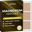 Magnesium Patches (Pack of 60) - 100% Natural Patch for Women and Men - with Calcium - Muscle and Bone Support, Calming - Enhanced Formula