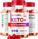 3 Pack - PureSlim KetoACV Gummies 1050MG, Supplement Advanced Formula, 3 Ay için 180 Gummies
