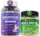 NEVISS Black Seed Oil Gummies, Chlorophyll & Sea Moss Supplement + Magnezyum Glycinate Gummies for Yetişkinler & Çocuklar 4+