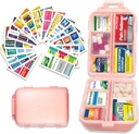 Pill Organizer with Medicine 146 Etiketler Seyahat Günlük Pill Konteyner Mini İlaç Organize Depolama Pill Organizer Travel Essentials Pill Case 7 Day (Pink, 1 Pack (Large)))