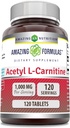 Amazing Formulas Acetyl L-Carnitine Supplement | 1000 Mg Per | 120 Tablet Tamam | Non-GMO | Gluten Ücretsiz | ABD'de Yap