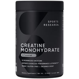 Sports Research Creatine Monohydrate - Κερδίστε Lean Μύες, Βελτιώστε την απόδοση και τη δύναμη και την υποστήριξη Ανάκτηση προπόνησης* - 5 g Micronized Creatine - 17.64 oz