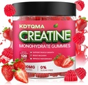 Creatine Monohydrate Gummies for Men & Women 120 CT - 5600mg Creatine Monohydrate per Serving, Chewable Creatine Monohydrate for Muscle Support & Energy Boost, Sugar Free, Vegan (Strawberry Flavor)