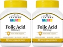21ος αιώνας 800 mcg Folic Acid δισκία, Ποικιλία, 180 κόμης (πακέτο του 2)