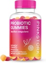 Pink Stork Probiotic Gummies για Προγεννητικές & Μεταγεννητικές Γυναίκες - Προβιοτικά για την Πέψη, Πρωινή Ασθένεια, pH Ισορροπία, Υγεία των Ούρων, Ανοσολογική Υποστήριξη - 60 Προβιοτικά Χωρίς Ζάχαρη - 5 Δισεκατομμύρια CFUs