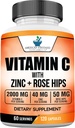 American Standard Supplements Vitamin C 2000 mg, çinko 40 mg ve Rose HIPS 50mg Odada, Vegan, Gluten Free, Non-GMO (120 Count)