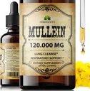 HERBALICIOS Mullein Drops for Lungs – Βιολογικό συμπλήρωμα καθαρισμού πνεύμονα με εκχύλισμα φύλλων Mullein (Verbascum Thapsus) – Vegan, μη ΓΤΟ υγρή φόρμουλα – 4 Fl Oz