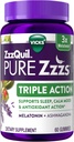 ZzzQuil PURE Zzzs Triple Action, Melatonin Gummies, Melatonin 6 mg, 3X Melatonin, Ashwagandha ile Uyku Yardımı, Calm Mood, Antioxy Action, Sleep Aids for Yetişkinler, 60 Sleep Gummies