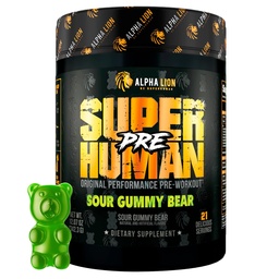 ALPHA LION Superhuman Preworkout Powder, Beta Alanine, L-Taurine & Tri-Πηγή Καφεΐνη για Παρατεταμένη Ενέργεια & Εστίαση, Nitric Oxide & Citrulline για Αντλία (21 Σερβίρεις, Κούνια Αρκούδας)