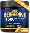 Berberine Supplement, High Strength Berberine 1500MG, 180 Caps - Plus Citrus Bergamot, Berberine HCI Root Supplements - Metabolic, AMPK Desteği Sağlıklı Kilo Yönetimi - Vegan, Organik, Non-GMOMO