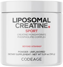 Codeage Liposomal Creatine Powder Supplement, Pure Creatine Monohydrate 5000mg, Preworkout & Post workouts - Άγευστη Creatine, Micronized Creatine Powder - Creatine for Sports - 30 Servings