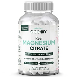 Organics Ocean Real Magnesium Citrate - Συμπλήρωμα μαγνησίου υψηλής απορρόφησης - Χηλικό μαγνήσιο για την υποστήριξη της ενέργειας, της χαλάρωσης και της κανονικότητας