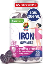 SUNNY SAM Iron Gummies for Kids & Adults - Σιδήρου Βιταμίνες με βιταμίνη C, 10mg ανά Σερβίρισμα - Μασώμενα Φρούτα Gummy για την Ανοσοποιητική Υποστήριξη Red Blood Cell Production